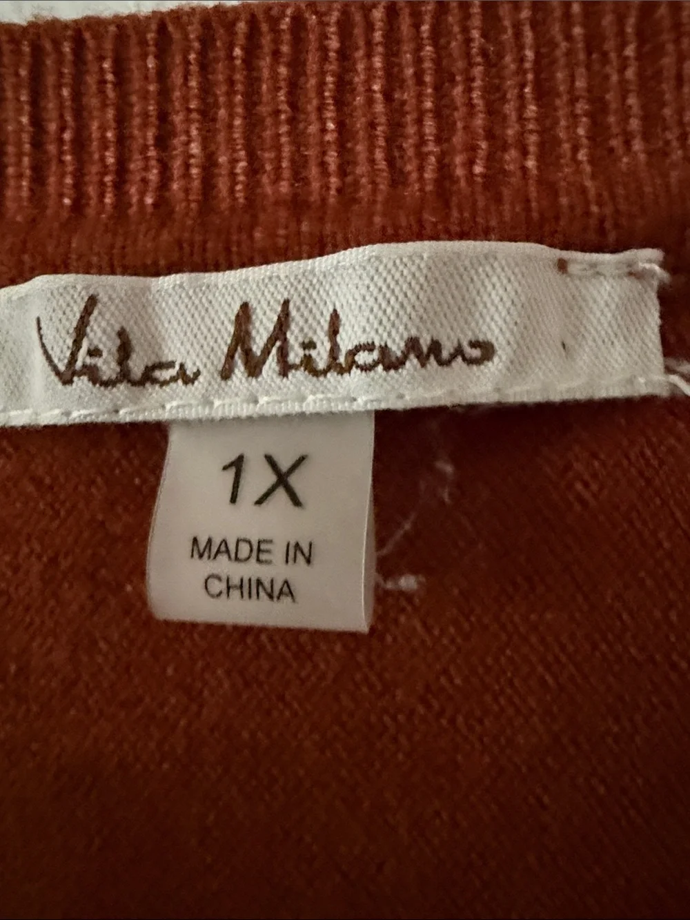 Classic V-Neck Sweater in Rust SZ 1X